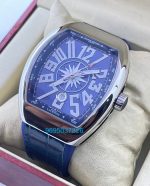 Franck Muller Vanguard Yachting Steel Blue Leather Strap Swiss ETA Automatic Watch