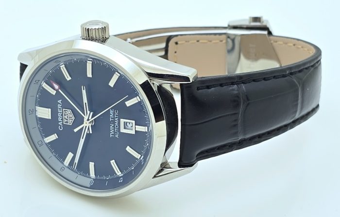 Tag Heuer Carrera Calibre 5 Twin Time GMT Leather Strap Swiss Automatic Watch - Image 5