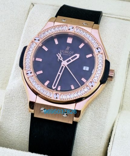 Hublot Classic Fusion Diamond Black Rubber Strap Ladies Watch