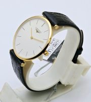 Longines La Grande Classique Ultra Slim Stick Mark Gold Leather Strap Watch - Image 3