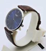 Longines La Grande Classique Ultra Slim Stick Mark Blue Steel Leather Strap Watch - Image 3