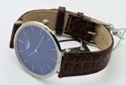 Longines La Grande Classique Ultra Slim Stick Mark Blue Steel Leather Strap Watch - Image 5