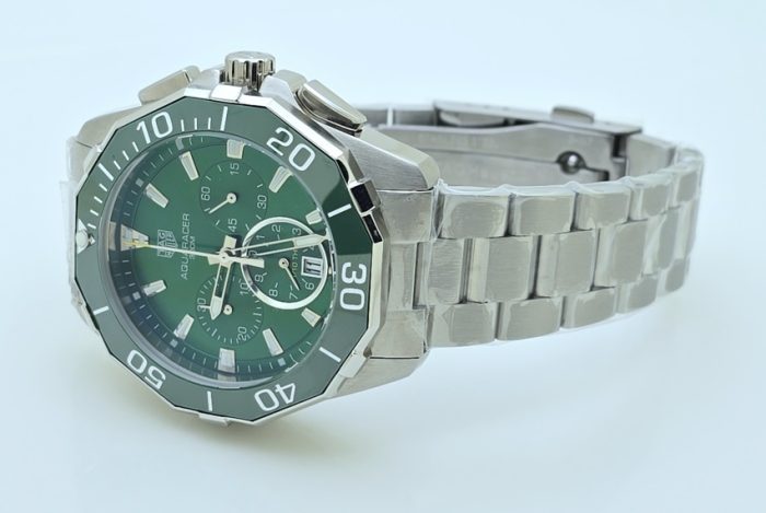Tag Heuer Aquaracer Calibre 5 Chronograph Green Steel Watch - Image 5