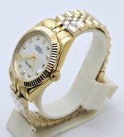 Rolex Date Just Mother Of Pearl White Golden Swiss Automatic Watch - Image 4