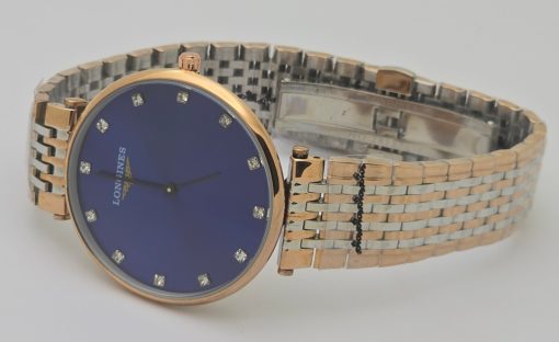 Longines Elegance La Grande Diamond Mark Blue Dual Tone Watch - Image 5