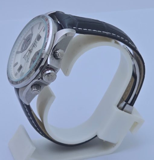Tag Heuer Grand Carrera Calibre 17 RS 2 White Black Leather Strap Watch - Image 3