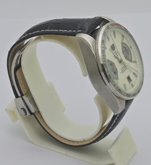 Tag Heuer Grand Carrera Calibre 17 RS 2 White Black Leather Strap Watch - Image 4