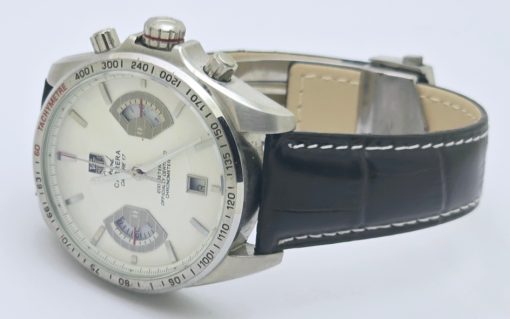 Tag Heuer Grand Carrera Calibre 17 RS 2 White Black Leather Strap Watch - Image 5