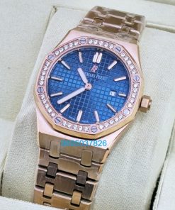Audemars Piguet Royal Oak Diamond Blue Rose Gold Ladies Watch