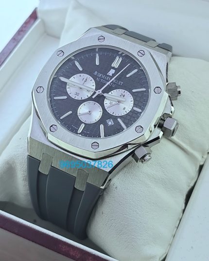 Audemars Piguet Chronometer Steel Black Rubber Strap Watch
