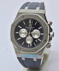 Audemars Piguet Chronometer Steel Black Rubber Strap Watch