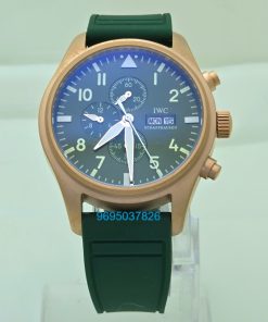 Chronograph Day-Date Rose Gold Green Rubber Strap Watch