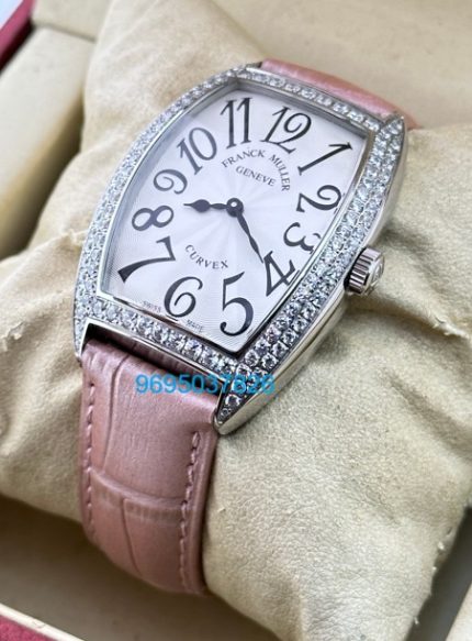 Franck Muller Cintrée Curvex Pink Strap Ladies Watch