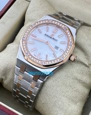 Audemars Piguet Royal Oak Diamond White Mother Of Pearl Dual Tone Ladies Watch