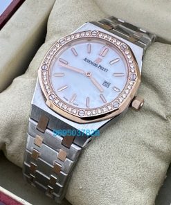 Audemars Piguet Royal Oak Diamond White Mother Of Pearl Dual Tone Ladies Watch