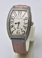 Franck Muller Cintrée Curvex Pink Strap Ladies Watch
