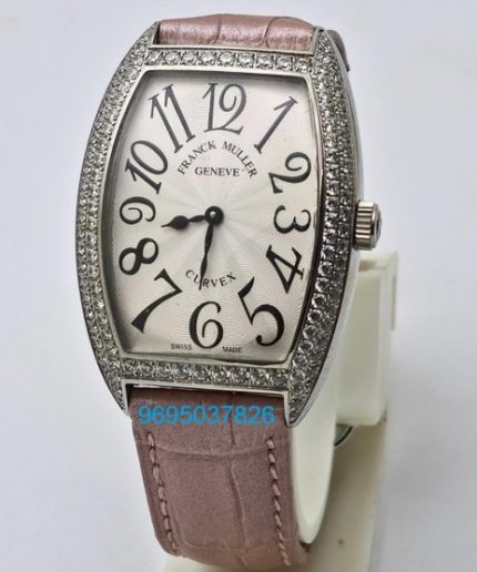 Franck Muller Cintrée Curvex Pink Strap Ladies Watch