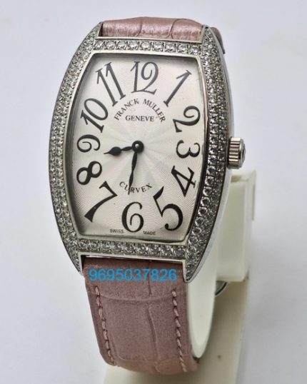 Franck Muller Cintrée Curvex Pink Strap Ladies Watch