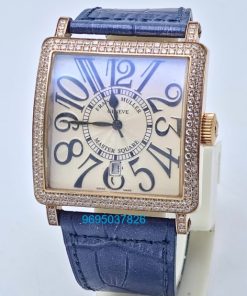 Franck Muller Master Square Diamond Blue Leather Strap Watch