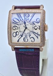 Franck Muller Master Square Full Diamond Leather Strap Watches