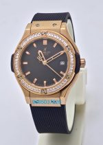 Hublot Classic Fusion Diamond Black Rubber Strap Ladies Watch