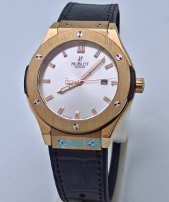 Hublot Classic Fusion White Dial Black Rubber Strap Ladies Watch