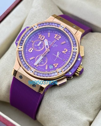 Hublot Big Bang Purple Rubber Strap Ladies Watch