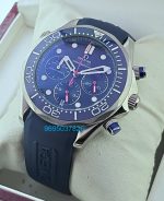 Omega Seamaster Diver 34th America Cup Chronograph Blue Rubber Strap Watch