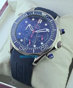 Omega Seamaster Diver 34th America Cup Chronograph Blue Rubber Strap Watch
