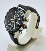 TAG HEUER CARRERA CALIBRE 16 DAY DATE LEATHER STRAP WATCH - Image 3