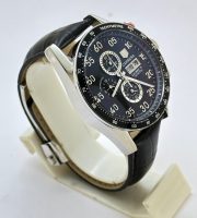 TAG HEUER CARRERA CALIBRE 16 DAY DATE LEATHER STRAP WATCH - Image 4