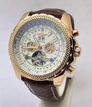 Breitling Bentley White Swiss Automatic Tourbillon Leather Strap Watch - Image 2