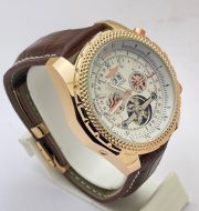 Breitling Bentley White Swiss Automatic Tourbillon Leather Strap Watch - Image 4