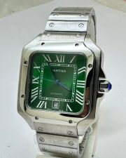 Cartier Santos 100 Steel Green Swiss Automatic Watch - Image 2