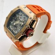 Richard Mille RM11 Rose Gold Orange Rubber Strap Swiss Automatic Watch - Image 3