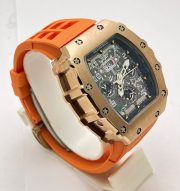Richard Mille RM11 Rose Gold Orange Rubber Strap Swiss Automatic Watch - Image 4