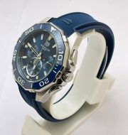 Tag Heuer Aquaracer Calibre 5 Chronograph Blue Rubber Strap Watch - Image 2