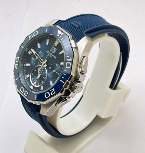 Tag Heuer Aquaracer Calibre 5 Chronograph Blue Rubber Strap Watch - Image 2