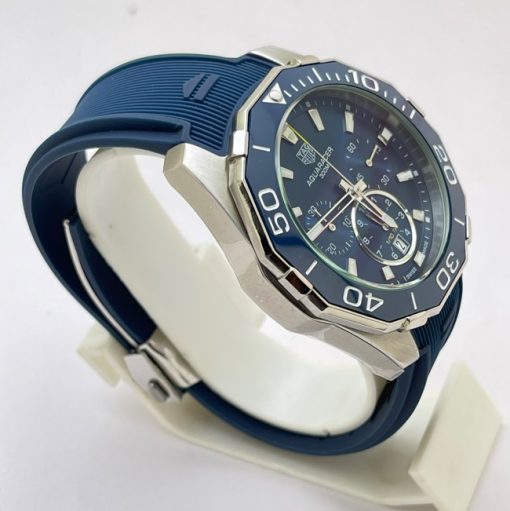 Tag Heuer Aquaracer Calibre 5 Chronograph Blue Rubber Strap Watch - Image 3