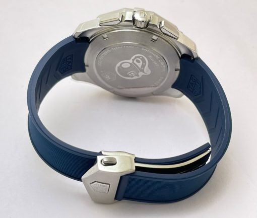 Tag Heuer Aquaracer Calibre 5 Chronograph Blue Rubber Strap Watch - Image 5