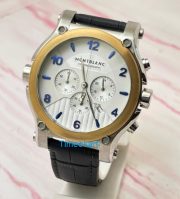 Mont Blanc White Chronograph Leather Strap Watch A - Image 2