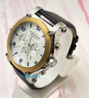 Mont Blanc White Chronograph Leather Strap Watch A - Image 3