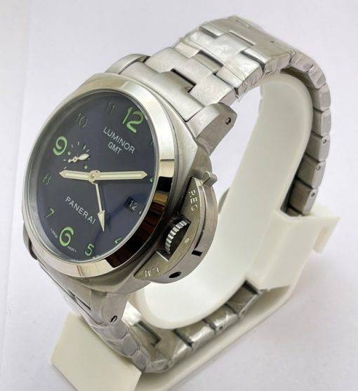 Panerai GMT Blue Steel Bracelet Swiss Automatic Watch - Image 3