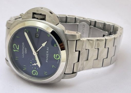 Panerai GMT Blue Steel Bracelet Swiss Automatic Watch - Image 5