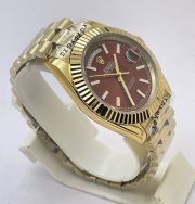 Rolex Day-Date Red Golden Swiss Automatic Watch - Image 4