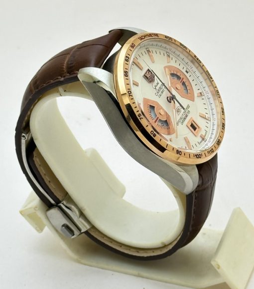 Tag Heuer Grand Carrera Calibre 17 RS 2 Dual Tone Leather Strap Watch - Image 4