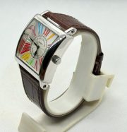 Franck Muller Square Master Steel Color Dreams Roman Mark Leather Strap Watch - Image 3