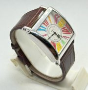 Franck Muller Square Master Steel Color Dreams Roman Mark Leather Strap Watch - Image 4