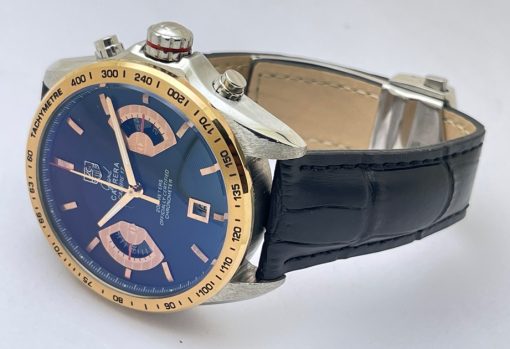 Tag Heuer Grand Carrera Calibre 17 Black Rose Gold Leather Strap Watch - Image 5