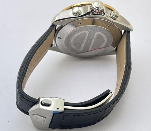 Tag Heuer Grand Carrera Calibre 17 Black Rose Gold Leather Strap Watch - Image 6